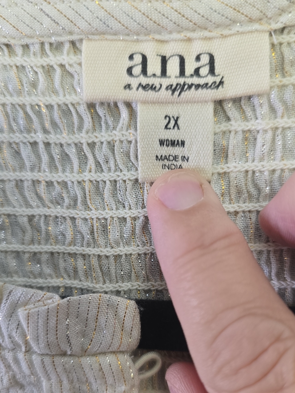 a.n.a Ivory Long-Sleeve Smocked Yoke Blouse, Size 2X - Picture 3 of 5